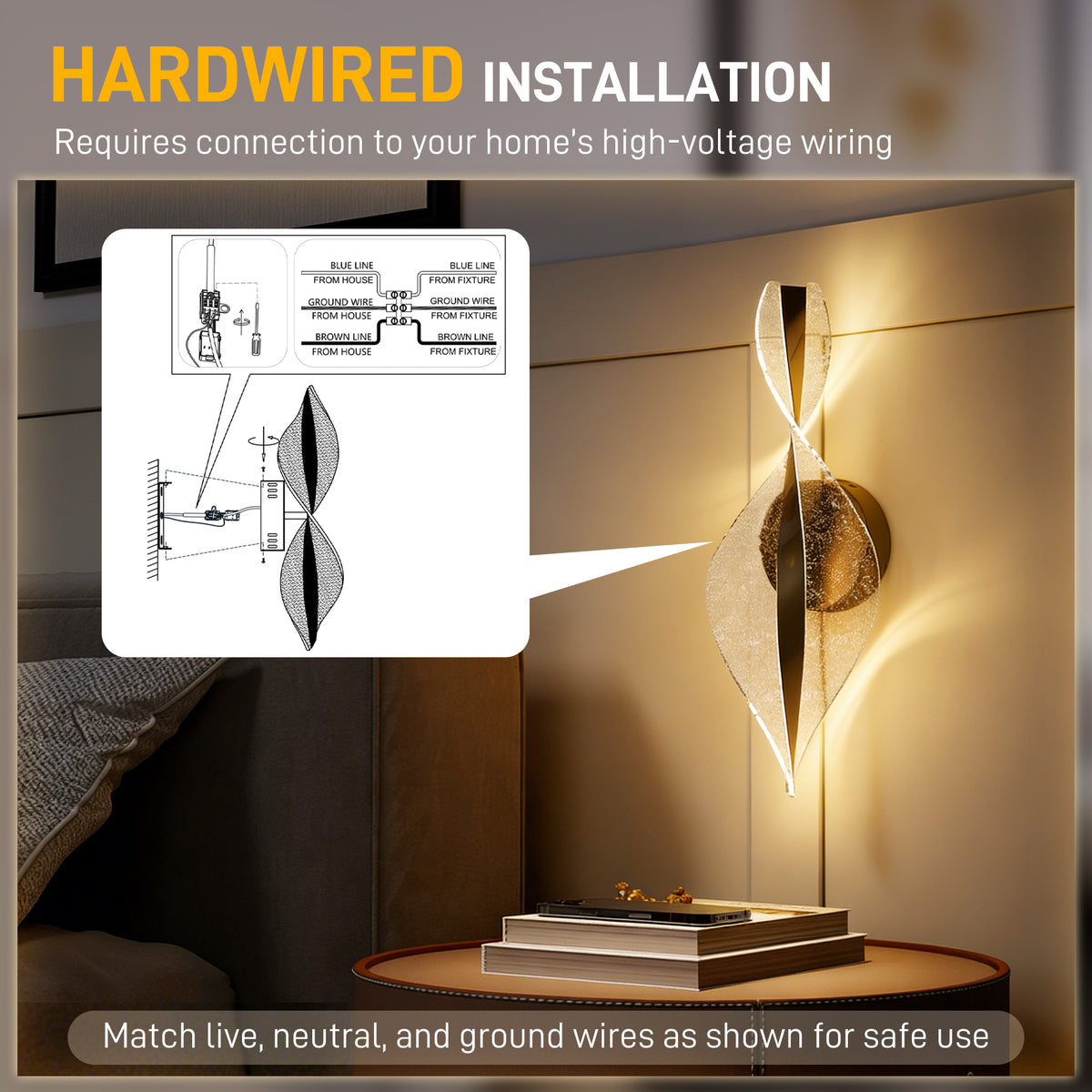 Led Wall Lamp 2 Pack, 13W Modern Indoor Spiral Wall Light, Colour Temperature Adjustable 3000K/4000K/6500K, for Bedroom, Living Room, Hallway, Stairs, Black