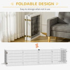 PawHut Wooden Pet Gate, Freestanding Dog Safety Barrier with 2 Support Feet, White