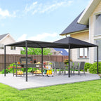 Outsunny 3 x 6m Garden Gazebo with Extendable Awning and Wheels, UPF30+ Metal Gazebo Canopy Shelter for BBQ, Dark Grey