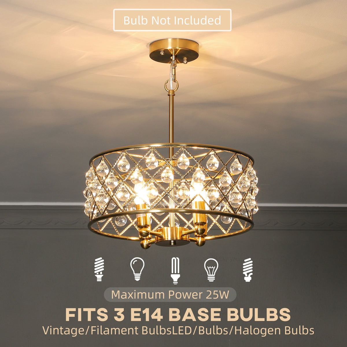 51 Crystallite Four-Bulb Chandelier - Gold-Tone