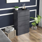 HOMCOM 5-Drawer Modern Dresser, High Gloss Storage Drawer Unit for Bedroom, Grey