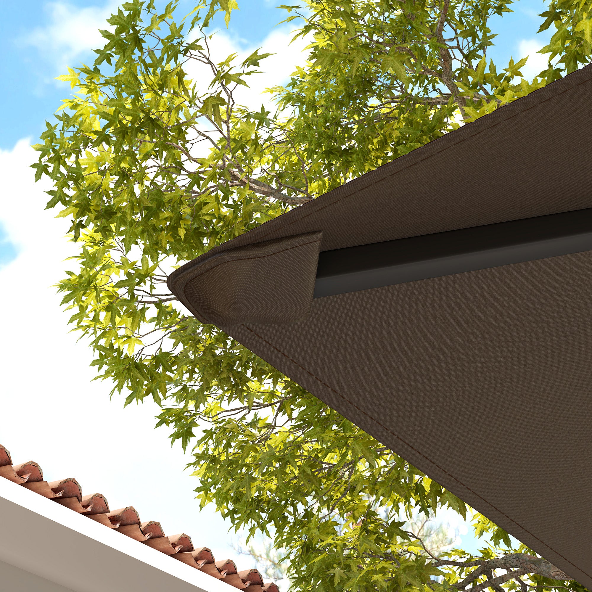 Outsunny 3 x 3(m) Gazebo Canopy Replacement Cover, Garden Gazebo Roof Replacement with Drain Holes, Water-resistant Plastic Coating, 370g/?, UPF30+, TOP COVER ONLY, Brown