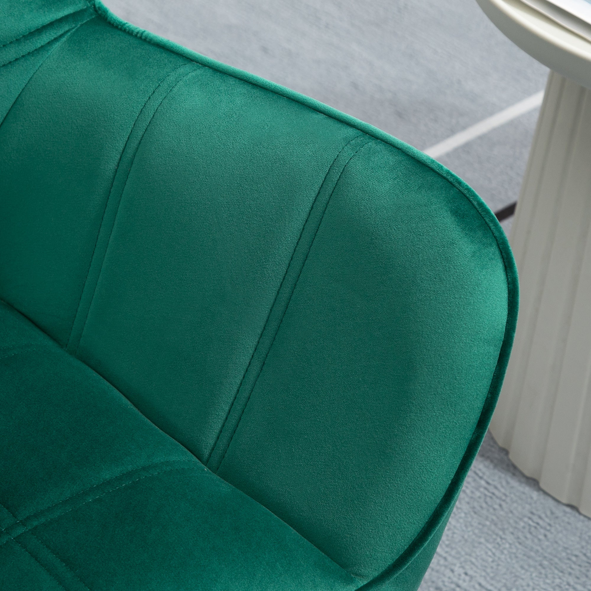 HOMCOM Accent Chair, Velvet Upholstered Vanity Tub Chair with Flared Armrests, Slanted Back, Solid Wood Legs, Comfy Padding Armchair, Home Bedroom Furniture Seating, Set of 2, Green