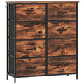 HOMCOM Chest of Eight Fabric Drawers - Rustic Brown