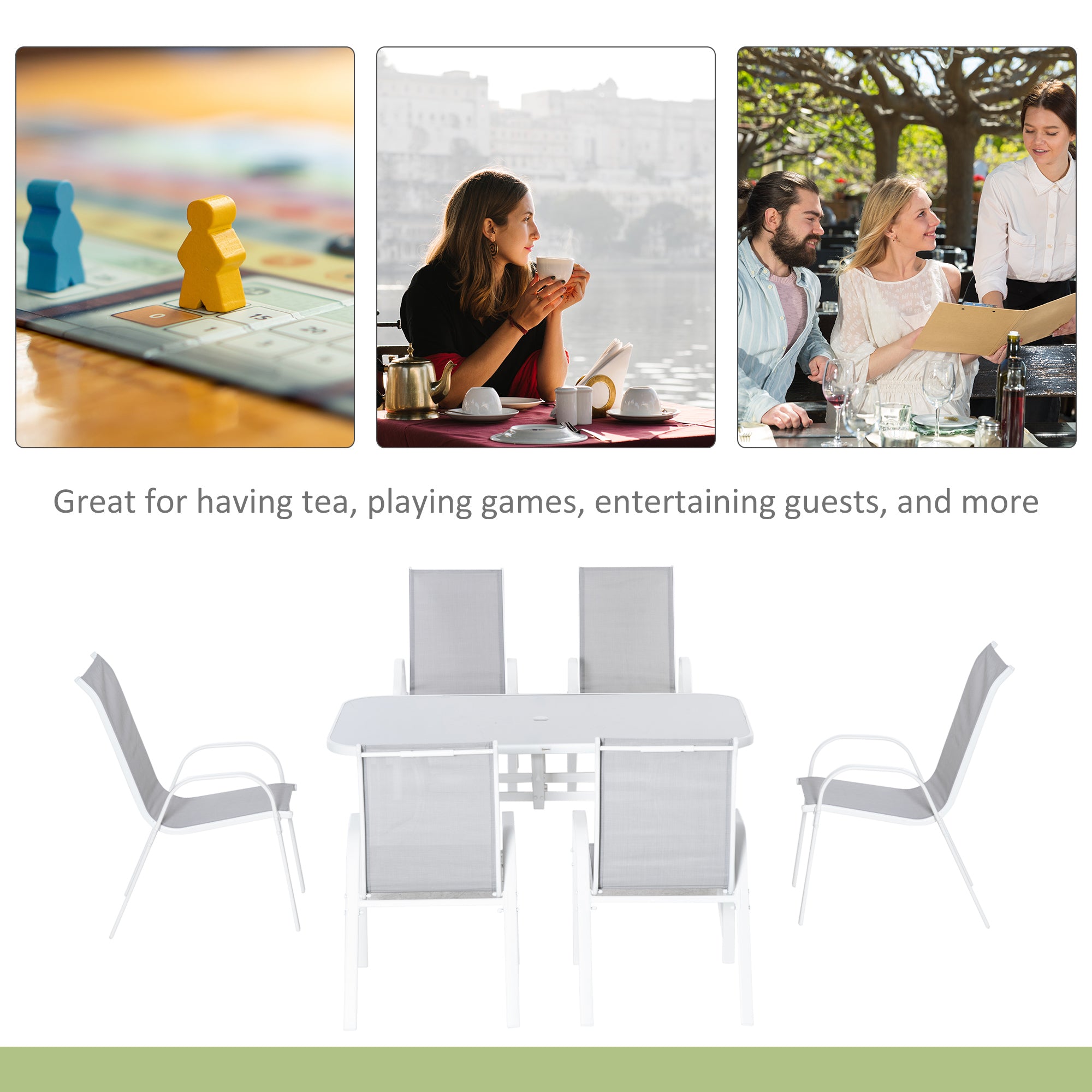 Outsunny Seven-Piece Outdoor Dining Set - Grey