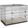 PawHut Foldable Dog Crate with 2 Doors with Tray, Soft Cushion, for Extra and Large Dogs, 106 x 71.5 x 76 cm, Black