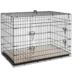 PawHut Foldable Dog Crate with 2 Doors with Tray, Soft Cushion, for Extra and Large Dogs, 106 x 71.5 x 76 cm, Black