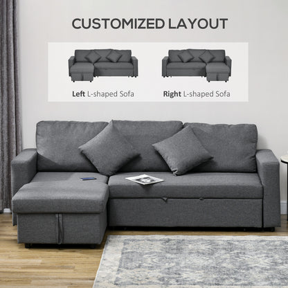 3 Seater Sofa Bed with Storage, Delivered to Your Home for Free, Dark Grey