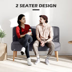 HOMCOM Modern Double Seat Sofa Loveseat Couch 2 Seater Compact Sofa Padded Linen Wood Leg Dark Grey
