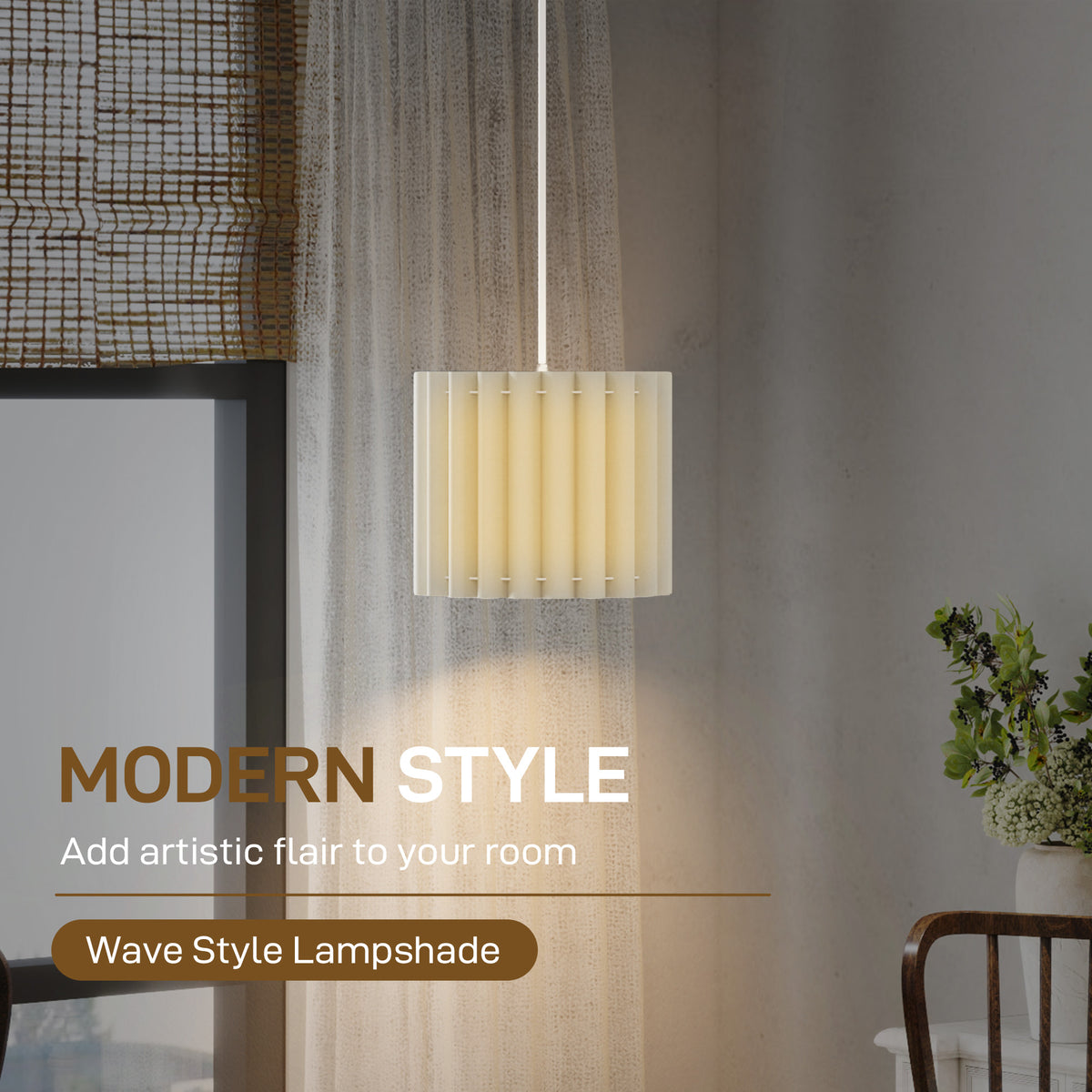 Linen Pendant Light, Bedside Ceiling Lamps with E27 Bulb, Modern Hanging Lights for Living Room, Bedroom, Kitchen, Hallway, White