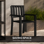 Outsunny 3 Piece Patio Bistro Set with Plastic Top, 2 Stackable Chairs, Galvanised Steel Frame, Grey
