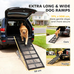 PawHut 191 x 50cm Dog Ramp for Car, Extra Long Pet Stairs with Non-Slip Surface, for Large Dogs, Black