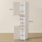 HOMCOM Tall Slim Bathroom Cabinet with 2 Doors, 2 Shelves - White