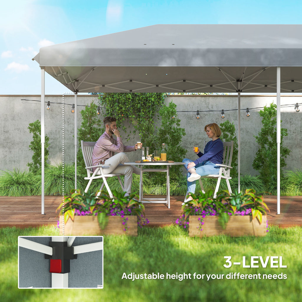 Outsunny 3 x 6m Pop Up Gazebo, Outdoor Canopy Shelter, Marquee Party Wedding Tent with 6 Mesh Walls and Carry Bag, Grey