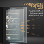 24 Bottle Wine Fridge, 65 Litre Capacity, 43cm Freestanding Wine Cooler Fridge with Glass Door, LED Light, Digital Touch Screen, Temperature Control, Black