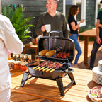 Outsunny Charcoal Barbecue Grill Folding Portable BBQ Grill for Camping with 1232 cm² Cooking Area, Adjustable Vent, Thermometer, Handles for Picnic, 59 x 37 x 36 cm, Black