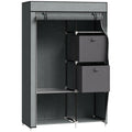 Fabric Wardrobe, Portable Wardrobe, Clothes Storage Unit with 5 Compartments, Hanging Rail and 2 Fabric Drawers, 102 x 42.5 x 162.5cm, Dark Grey