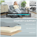 HOMCOM 2 Seater Sofa Bed, 3-in-1 Convertible Sleeper Sofa with Click-clack Adjustable Backrest and 2 Pillows, Grey