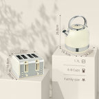 Polished Stainless Steel Kettle and Toaster Set - Cream