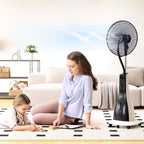 Pedestal Fan with Water Mist Spray, Spray Misting Fan with 75° Oscillation, Remote Control, Tilt Head, 3 Speeds, 3 Modes, 3 Mist, 3L Water Tank, Wheels, for Home, 125 cm