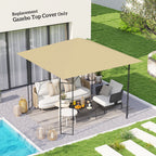 Outsunny 3 x 3(m) Gazebo Canopy Replacement Cover, Garden Gazebo Roof Replacement with Drain Holes, Water Resistant PVC Coating, 370g/?, UPF30+, TOP COVER ONLY, Beige