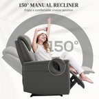 HOMCOM Recliner Armchair with Thick Padded Spring Cushion, Microfibre Manual Reclining Chair with Adjustable Leg Rest, Side Pockets for Living Room, Bedroom, Light Grey