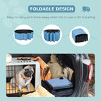 PawHut Foldable Dog Pool for Puppies and Ducks, Thickened PVC Dog Paddling Pool Bath Tub Hard Board, Anti-Slip Bottom and Drainage Hole, 100 x 30cm, Blue