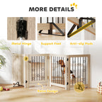 PawHut 4 Panel Freestanding Pet Gate, Indoor Dog Barrier with Lockable Door, Support Feet, 360° Flexible Hinges, Oak