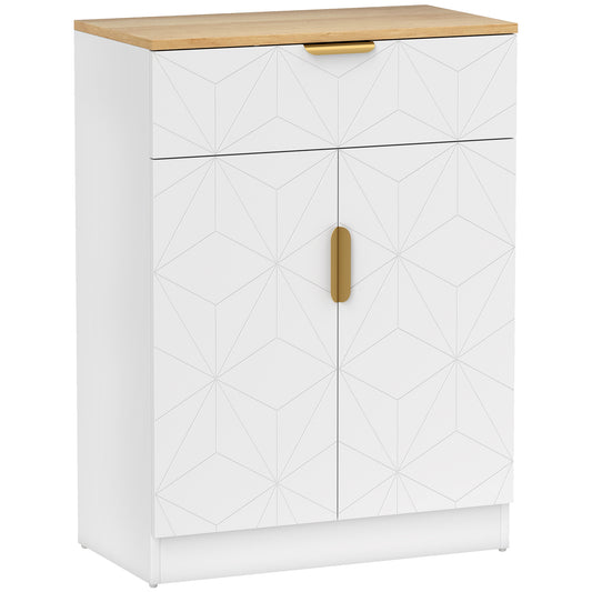 Sideboard Storage Cabinet, Modern Storage Cupboard with Drawer and Adjustable Shelf for Living Room, Kitchen, Dining Room, Entryway, White