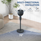 Pedestal Fan, Powerful Air Circulator, 36 Inch Floor Standing Fan with 3 Speed Settings, 70° Oscillating for Bedroom, Home and Office, Grey