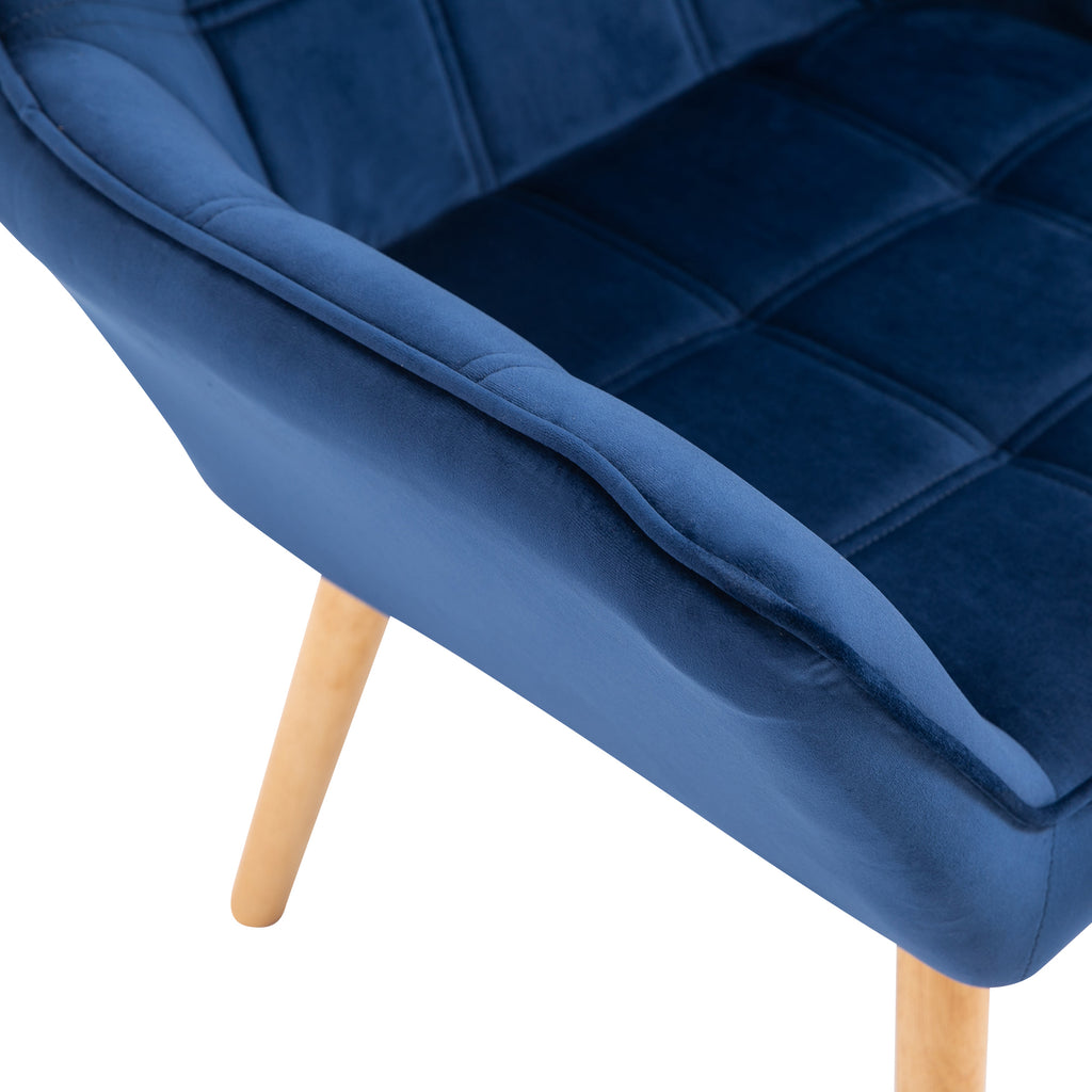 HOMCOM Accent Chair, Velvet Upholstered Vanity Tub Chair with Flared Armrests, Slanted Back, Solid Wood Legs, Comfy Padding Armchair, Home Bedroom Furniture Seating, Set of 2, Blue