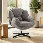 HOMCOM Modern Wingback Accent Chair, Velvet Armchair with Four-Star Base, S-Springs, Swivel, Grey