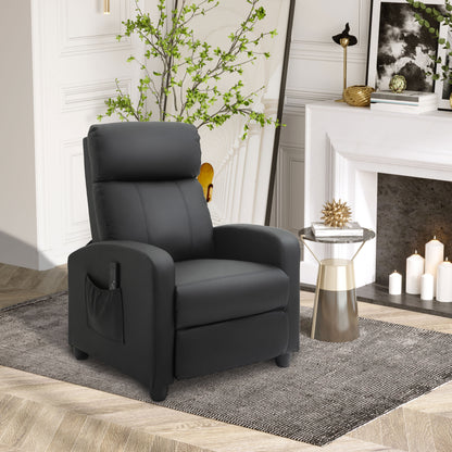 Massage Recliner Armchair with 150° Recline, Faux Leather, Side Pocket, Black
