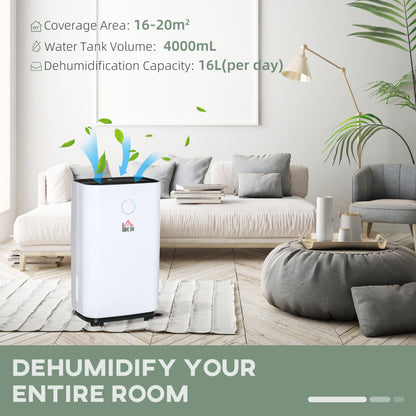 16L/Day Portable Dehumidifier for Home, with LED Screen, Sleep Mode, 24H Timer, Electric Air Dehumidifier for Damp Laundry Bedroom Basement