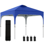 Outsunny 3 x 3(M) Pop Up Gazebo, UPF 50+ Foldable Canopy Tent with Wheeled Carrybag, 4 Leg Weight Bags, Height Adjustable Marquee Shelter 1 person easy setup for Outdoor Garden Patio Party, Blue