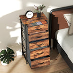 HOMCOM Chest of Five Fabric Drawers - Rustic Brown