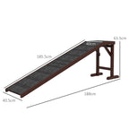 PawHut Pet Ramp for Dogs with Non-Slip Carpet and Top Platform - Brown & Grey