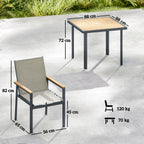 Outsunny Five-Piece Metal Dining Set, with Glass-Top Table - Khaki