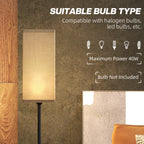 Floor Lamp, Modern Standing Lamp with Linen Shade, Tall Lamps for Living Room, Bedroom, with Foot Switch, Bulb not Included, Black