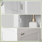 kleankin Tall Bathroom Storage Unit, Slim Bathroom Cabinet with Adjustable Shelves and Double Door, White