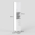 kleankin 71" Tall Slim Bathroom Storage Cabinet, Tall Narrow Cupboard with Drawer, Open Shelves, 2 Doors Cabinets and Adjustable Shelves for Kitchen, Hallway, Living Room, High Gloss White