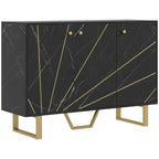 HOMCOM Sideboard Storage Cabinet, Modern Storage Cupboard with Adjustable Shelves and Metal Legs for Living Room, Kitchen, Dining Room, Entryway, Black Marble Tone