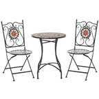 Outsunny Three-Piece Mosaic Bistro Table Set - Multicoloured