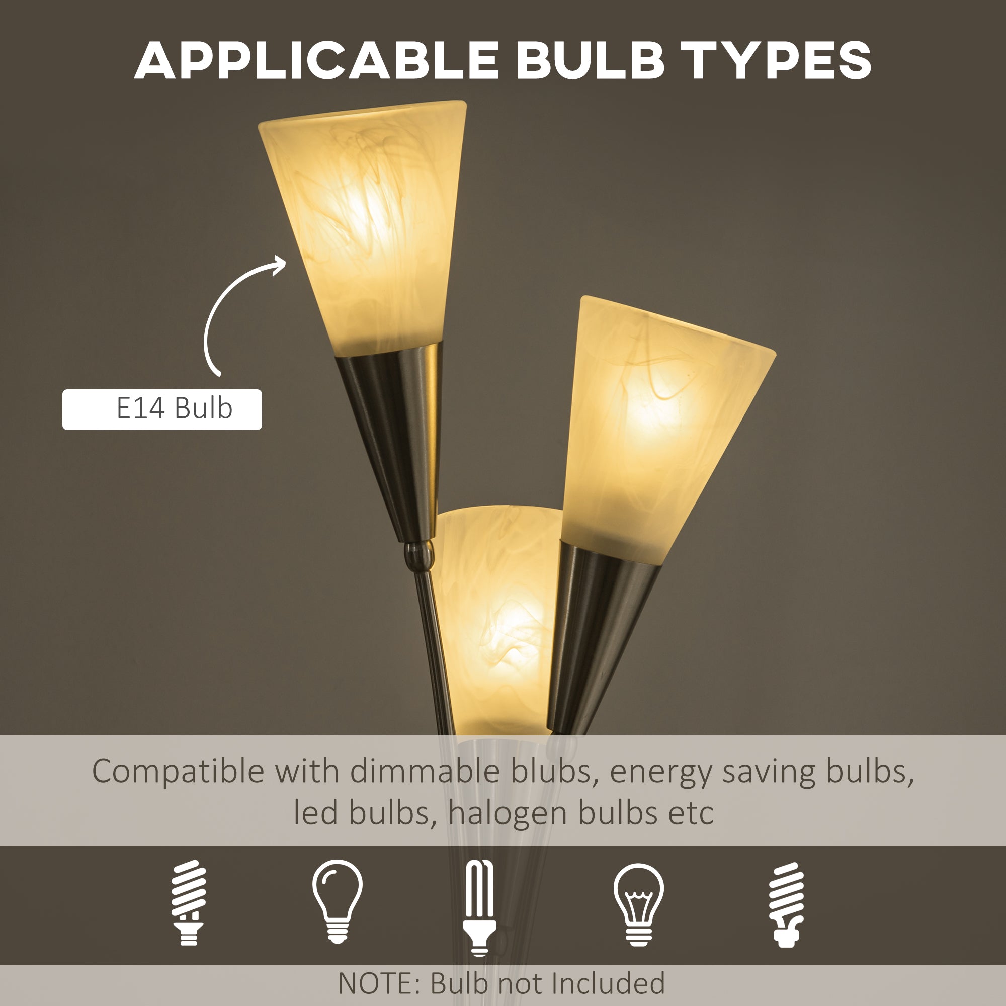 Modern Standing Lamp, 3-Light Upright Floor Lamps for Living Room, Silver Tone