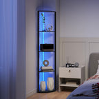 RGB LED Floor Lamp with Shelves, 4-Tier Dimmable Standing Lamp with Remote Control, Black