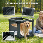 PawHut Soft Dog Crate Pet Travel Crate 90 x 64 x 64 cm with Removable Pad Mesh Window Army Green