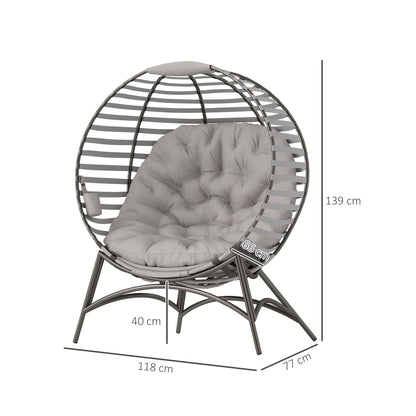 Outsunny Egg Chair with Cushion & Side Pocket - Light Grey