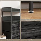 HOMCOM Rustic Chest of Seven Fabric Drawers - Black