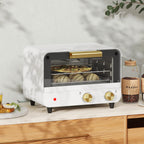 Small Toaster Oven, 12L Multifunction Mini Countertop Oven with Glass Door, Adjustable Temperature and Timer, White