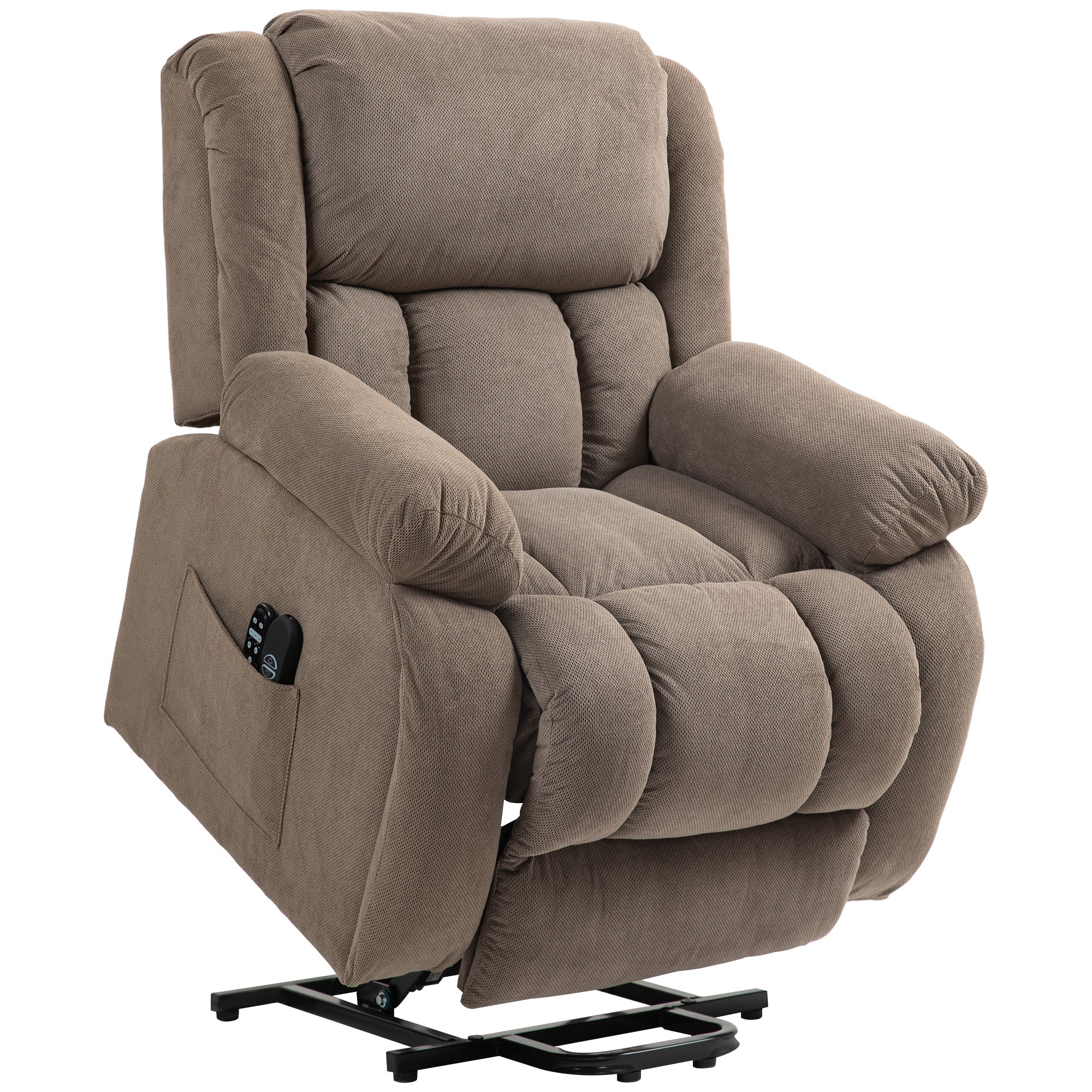 HOMCOM Riser Recliner Armchair with 8 Vibration Massage and Lumbar Heater, Wide Seat, USB Port, Light Brown